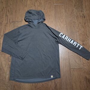 Carhartt Force Hoodie Shirt Mens Large Gray Relaxed Fit Stretch Workwear